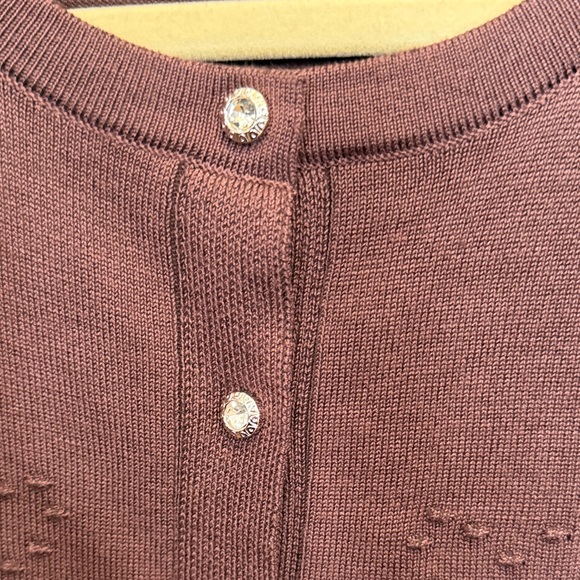 Elegant Brown Slip Dress with Coordinating Cardigan - Picture 6 of 6